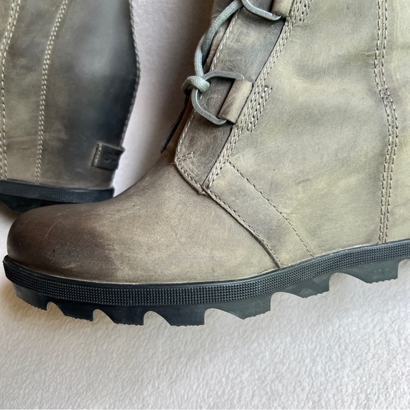 !Sorel Joan Of Arctic Wedge II Boots Lace up Waterproof Leather Gray Women's 9 - Picture 14 of 16